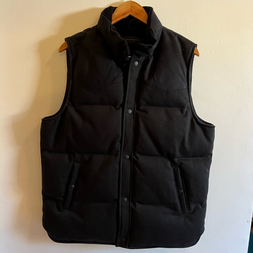 John Varvatos Star USA Black Decker Denim Insulated Puffer Vest - Size: L - NWT
